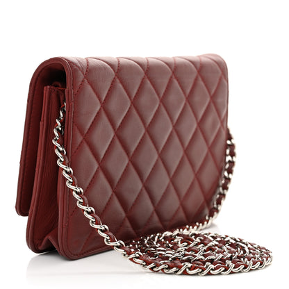 Chanel Aged Calfskin Quilted Wallet On Chain WOC Burgundy 3 of 15