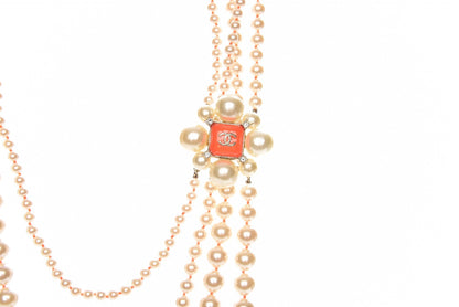 Chanel Pearl Multi Strand Long CC Necklace Gold 3 of 5