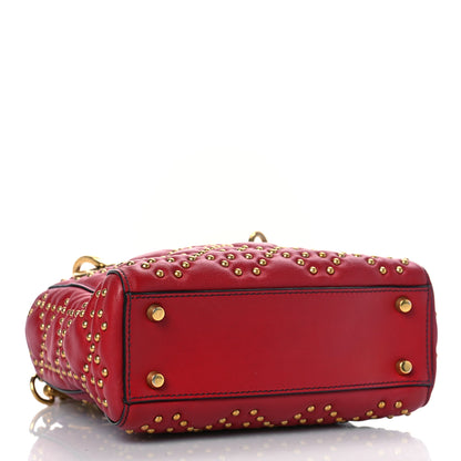 Christian Dior Lambskin Studded Mini Supple Lady Dior Red 3 of 7