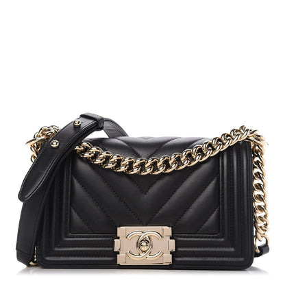 Chanel Lambskin Chevron Quilted Small Boy Flap Black 1 of 10