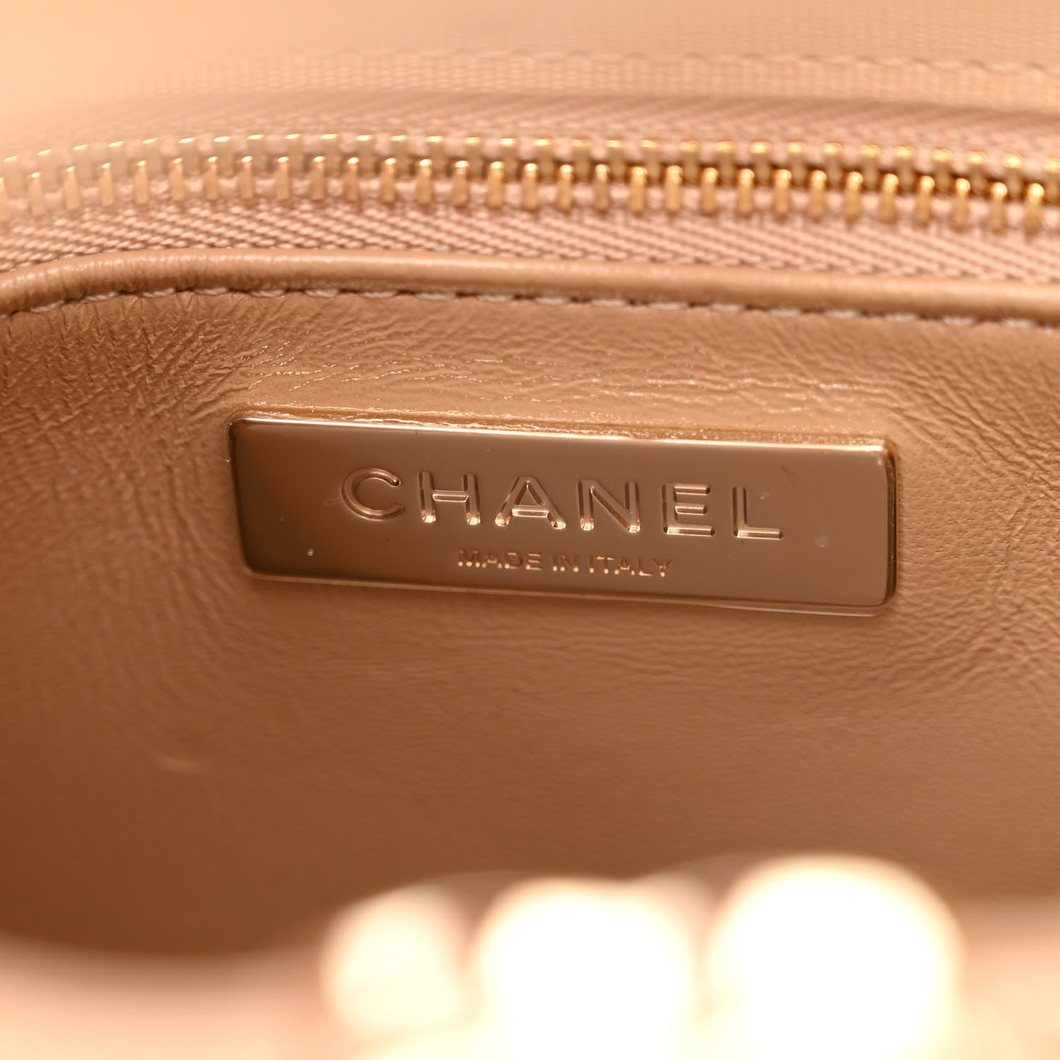 Chanel Shiny Crumpled Calfskin Quilted Mini 31 Shopping Bag Dark Beige 6 of 11