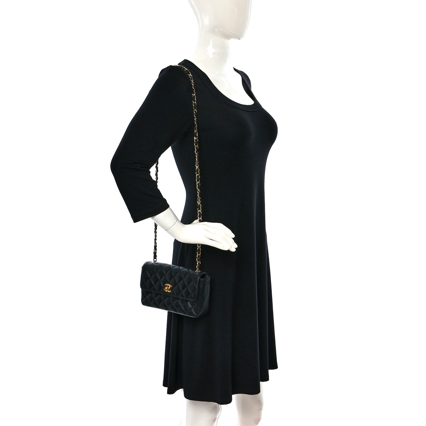 Lambskin Quilted Mini Rectangular Flap Black