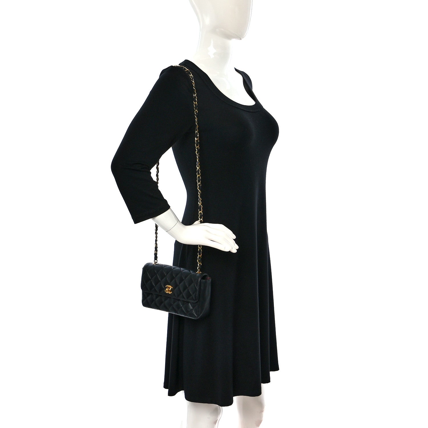 Chanel Lambskin Quilted Mini Rectangular Flap Black 2 of 11