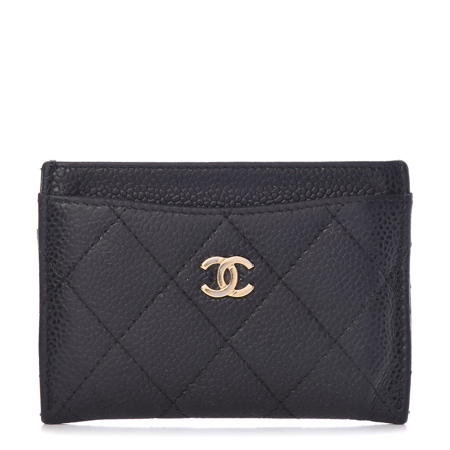 Caviar Quilted Card Holder Black