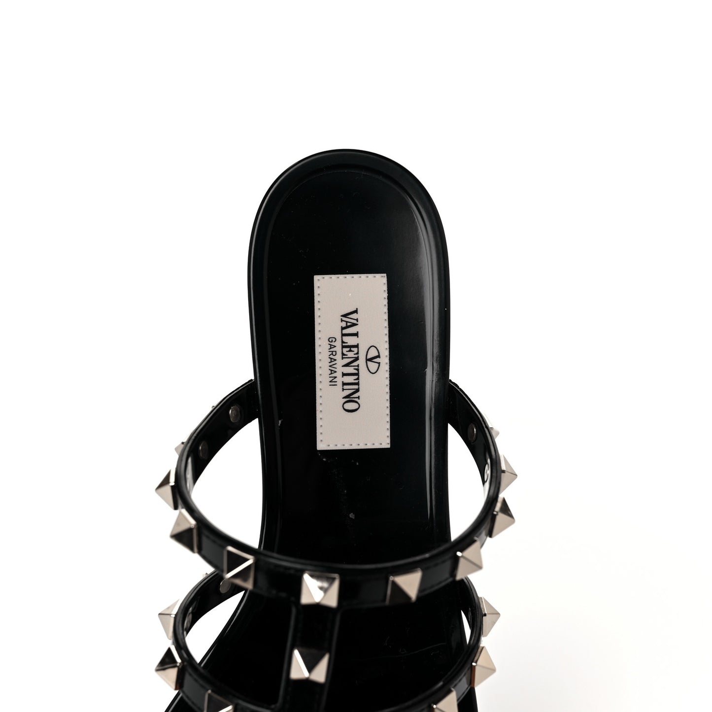 PVC Jelly Rockstud Caged Flat Thong Sandals 37 Black
