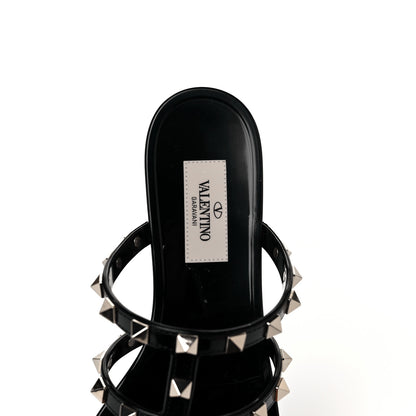 Valentino Garavani PVC Jelly Rockstud Caged Flat Thong Sandals 37 Black 7 of 8