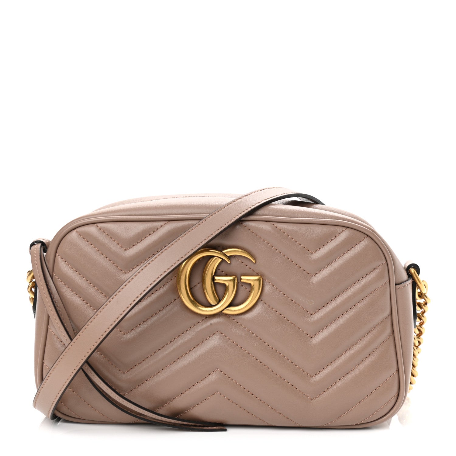 Gucci Calfskin Matelasse Small GG Marmont Chain Shoulder Bag Porcelain Rose 1 of 10