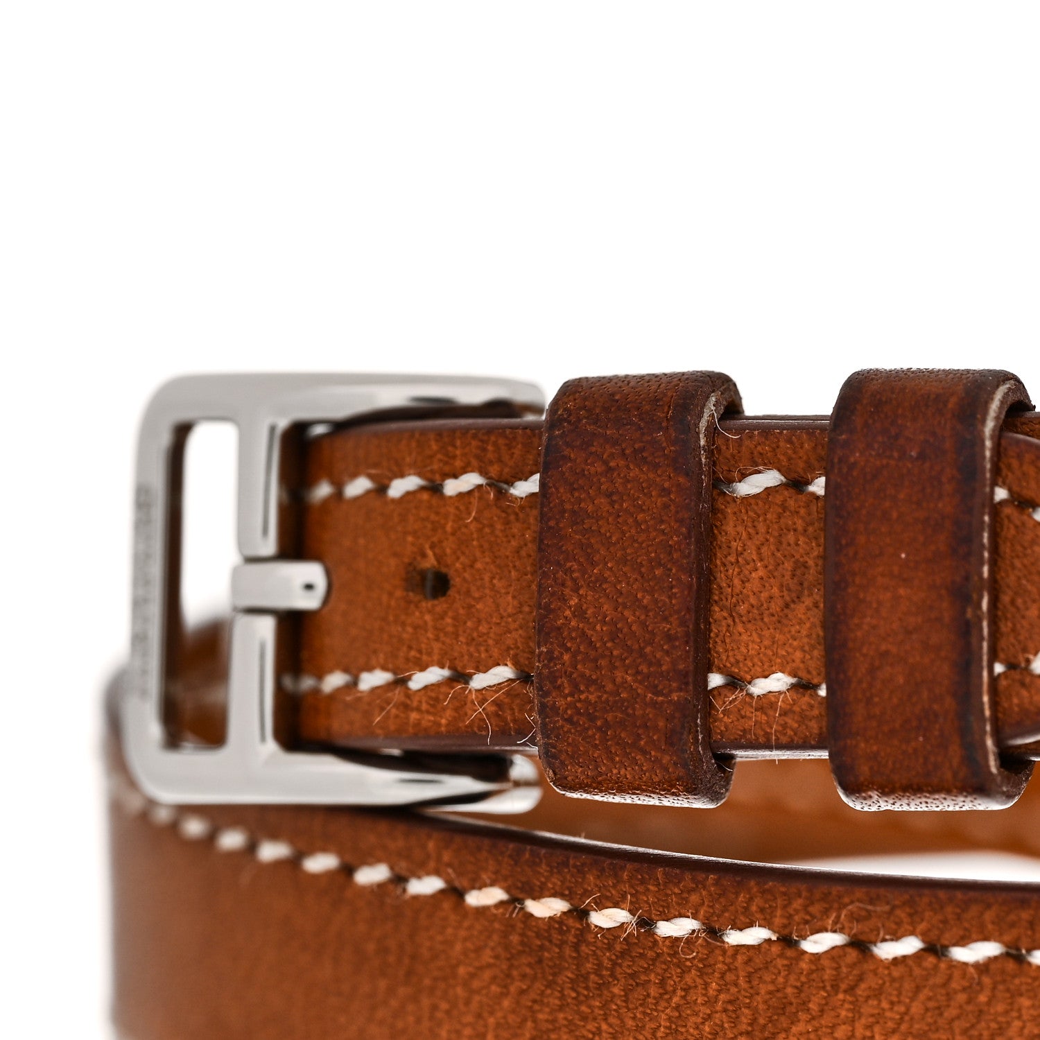 Hermes Stainless Steel Barenia Diamond Mother of Pearl 17.2mm Heure H Hour Quartz Watch Fauve 5 of 5