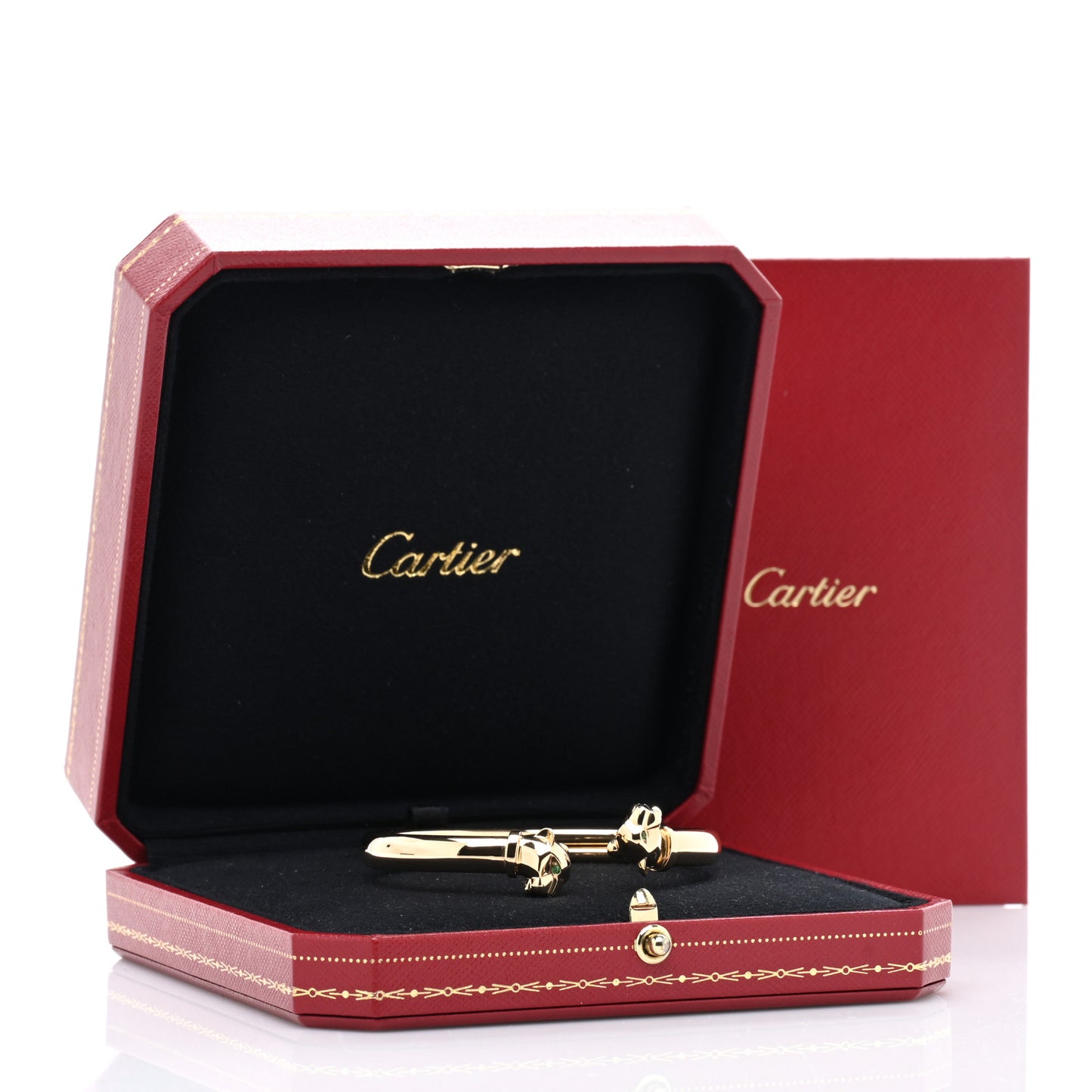 18K Yellow Gold Tsavorite Garnet Onyx Panthère De Cartier Cuff Bracelet 16