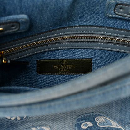 Valentino Garavani Denim Butterfly Small My Rockstud Frame Bag Light Denim 6 of 14