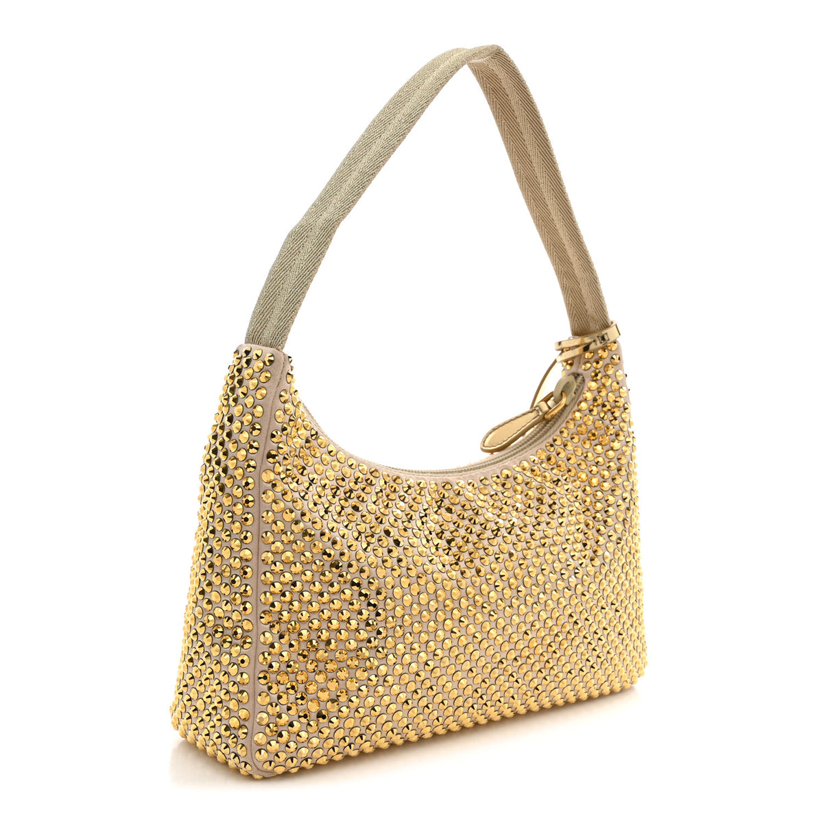 Prada Satin Crystal Mini Re-Edition 2000 Bag Platino 3 of 10