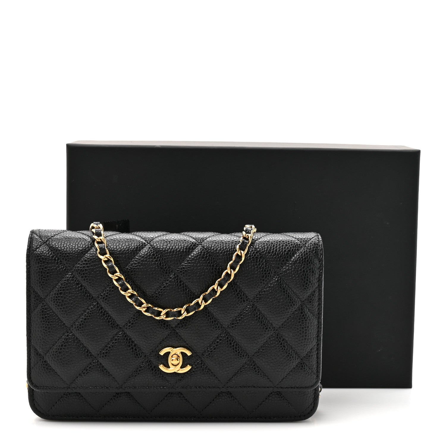 Chanel Caviar Quilted CC Turnlock Wallet On Chain WOC Black 12 of 12
