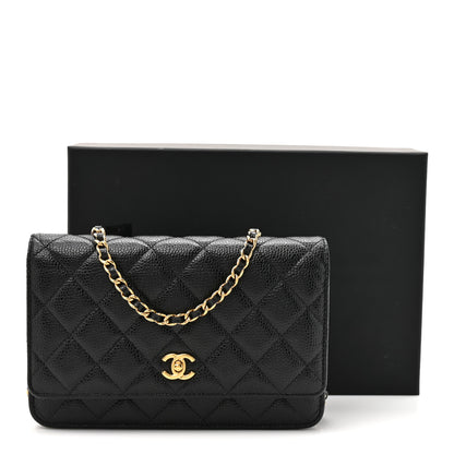 Chanel Caviar Quilted CC Turnlock Wallet On Chain WOC Black 12 of 12