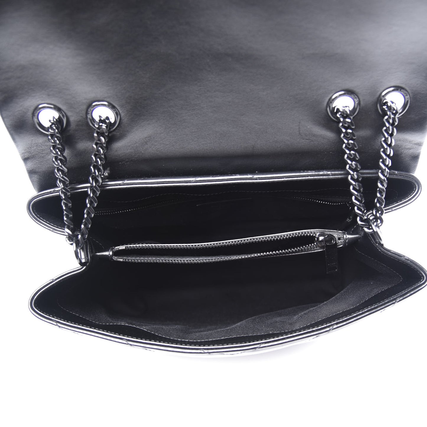 Calfskin Y Quilted Monogram Medium Loulou Chain Satchel Black