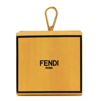 Fendi Vitello Fluffy Logo Box Charm Yellow Box Black 1 of 6