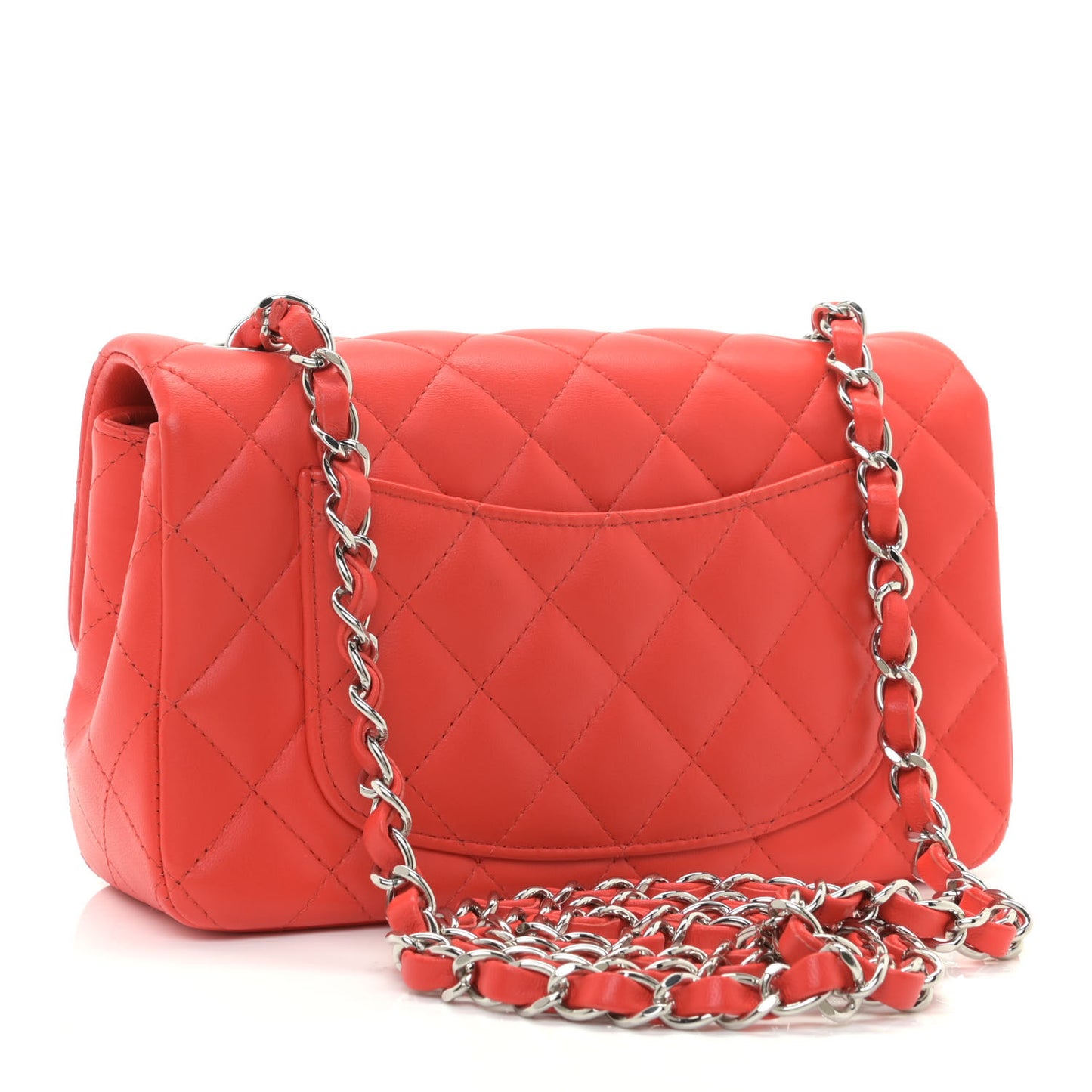 Lambskin Quilted Mini Rectangular Flap Red