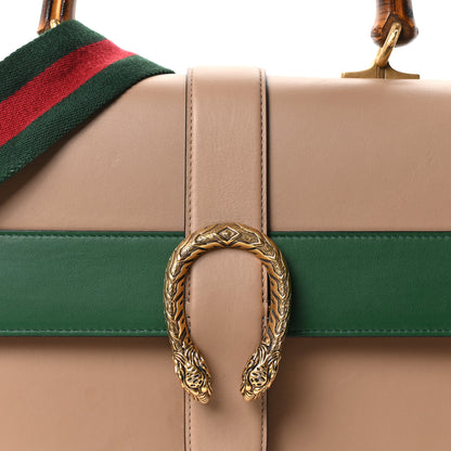 Gucci Moon Calfskin Web Large Dionysus Bamboo Top Handle Bag Camelia Bright Evergreen Hibiscus Red 8 of 10