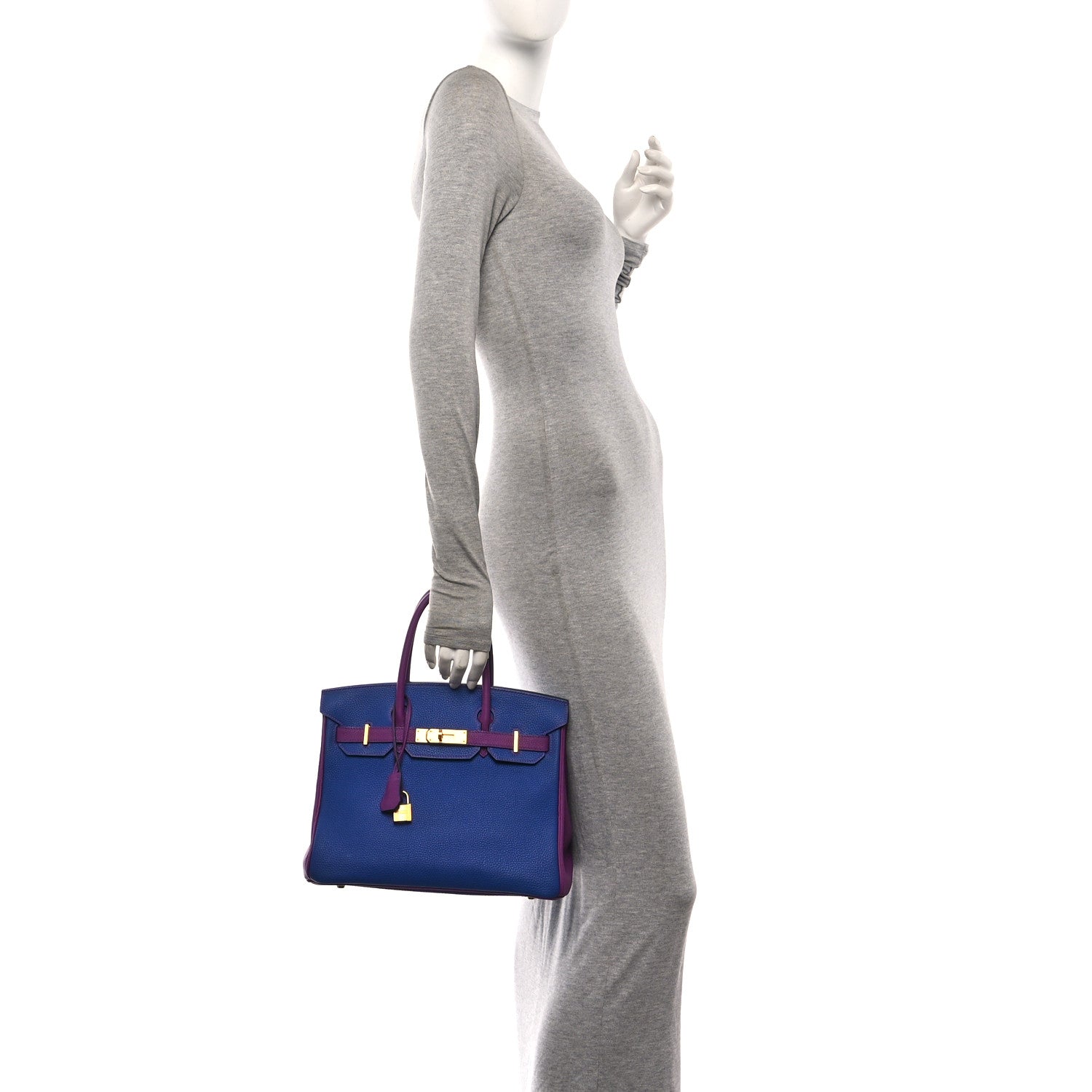 Hermes Togo Horseshoe Birkin 30 Blue Electrique Anemone 2 of 12