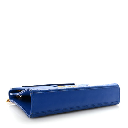 Saint Laurent Grain De Poudre Matelasse Chevron Large Monogram Satchel Blue Majorelle 4 of 9