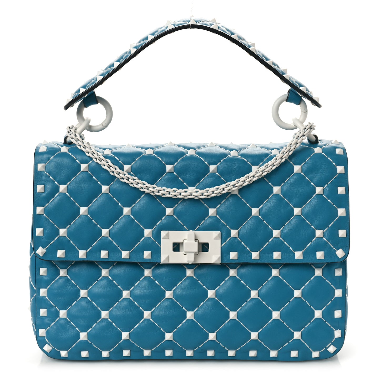 Lambskin Medium Free Rockstud Spike Shoulder Bag Cerulean