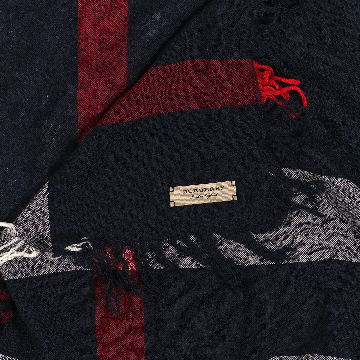 Burberry Merino Wool House Check Scarf Navy 3 of 3