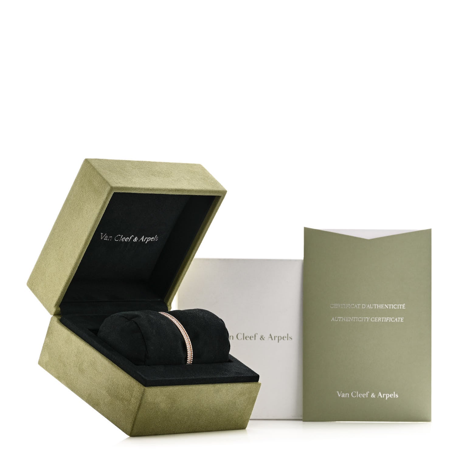 Van Cleef & Arpels 18K Rose Gold Diamond Perlee 1-Row Bangle Bracelet S 4 of 4