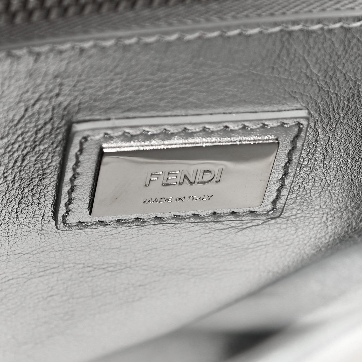 Fendi Vitello Catalan Mirror Medium Peekaboo Iconic Satchel Argento 7 of 14