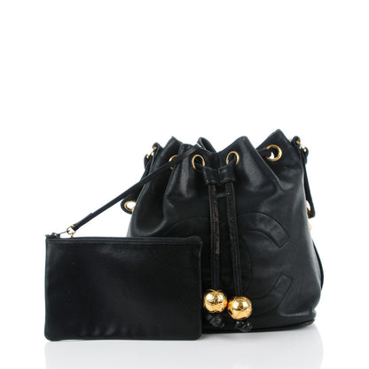 Chanel Lambskin CC Drawstring Bag Black 7 of 29