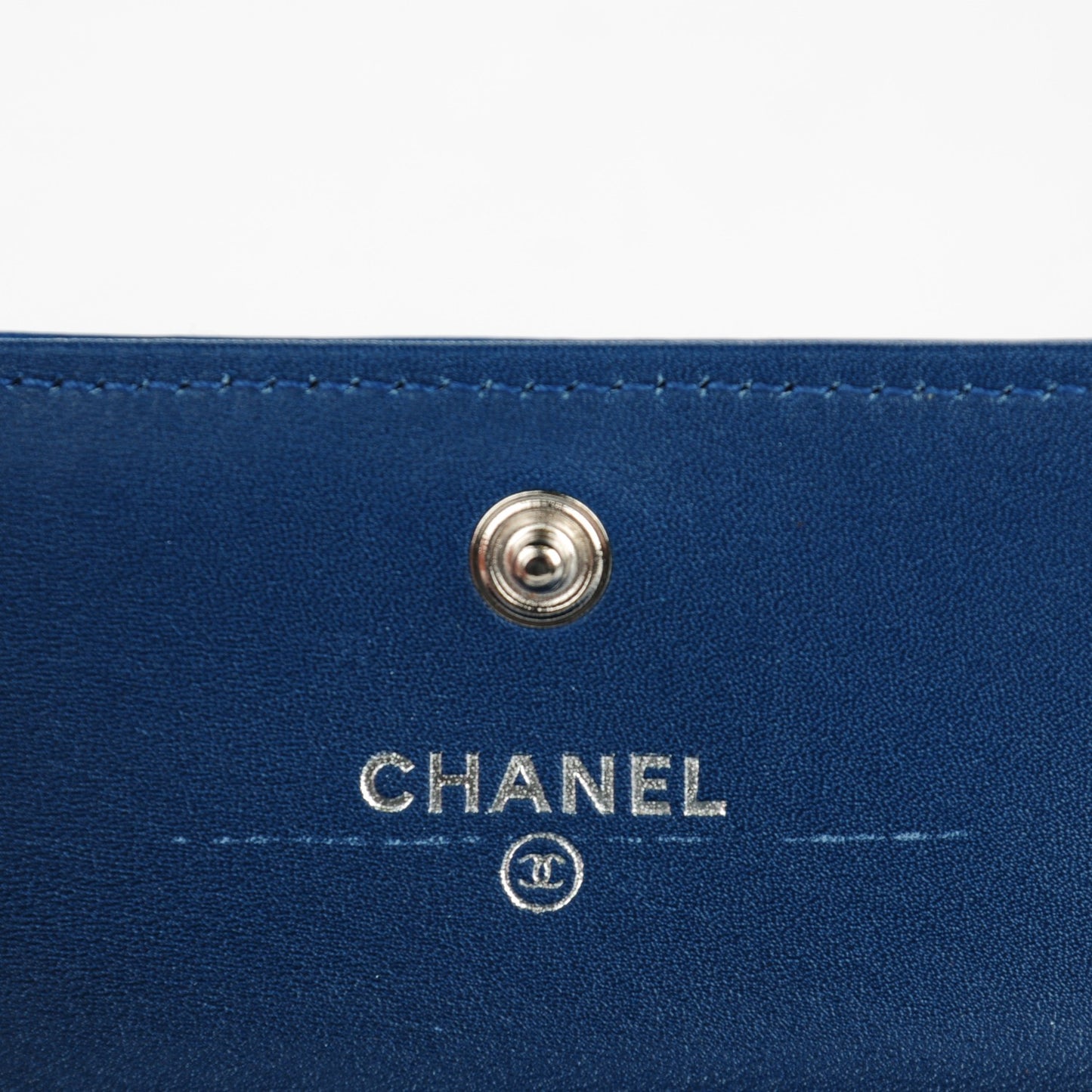 Patent Camellia Embossed Card Holder Blue
