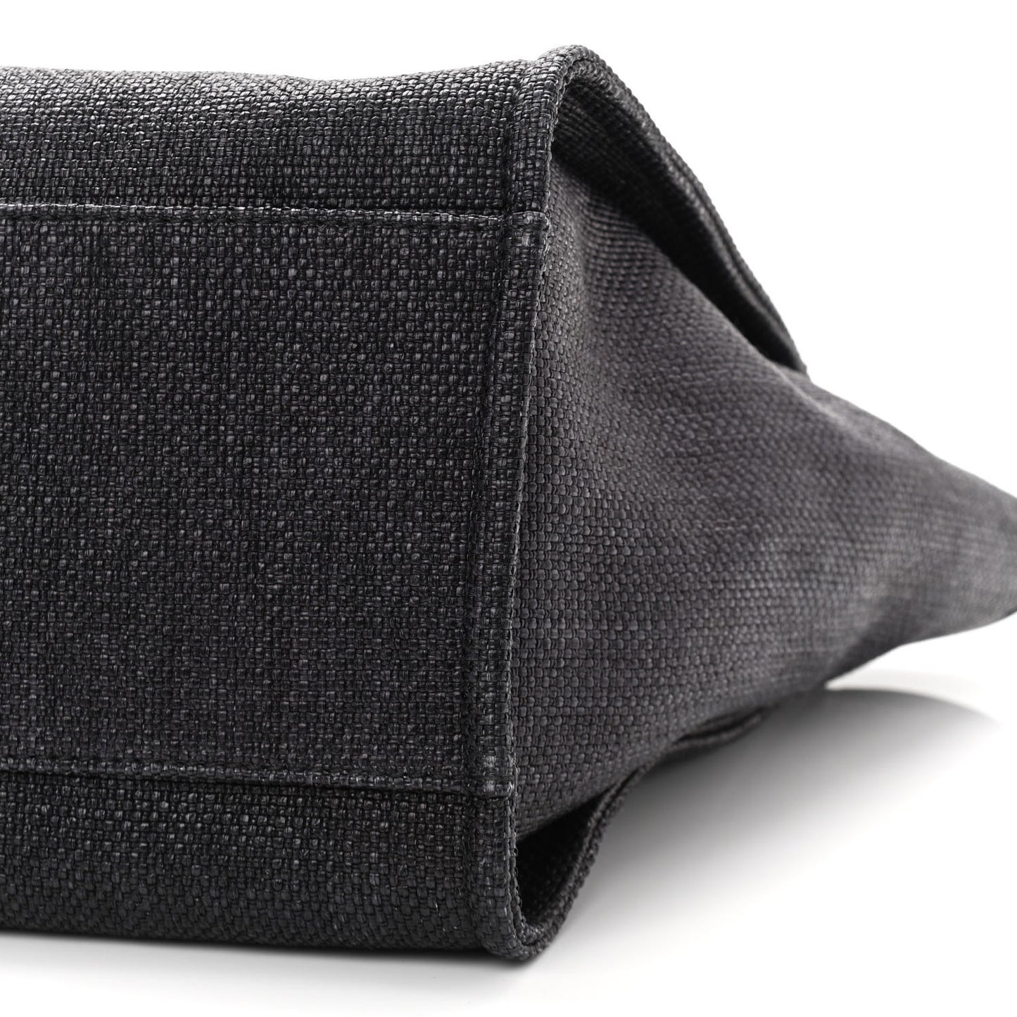 Woven Straw Raffia Large Deauville Tote Black