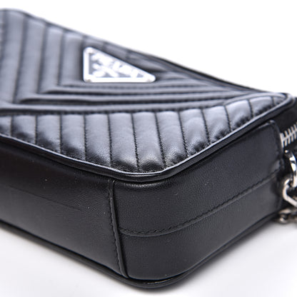Prada Nappa Impunture Diagramme Mini Double Zip Chain Crossbody Bag Black 10 of 12