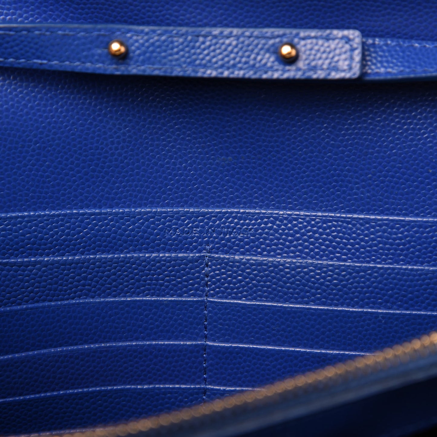 Grain De Poudre Matelasse Chevron Monogram Chain Wallet Blue Majorelle