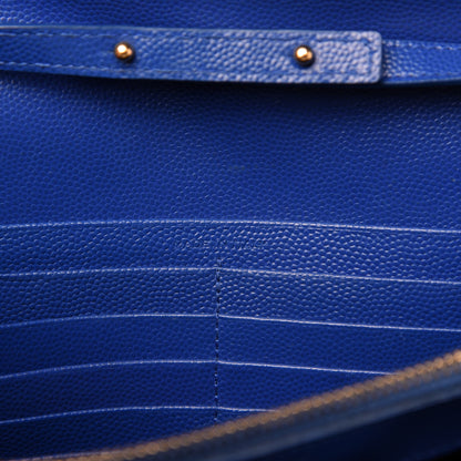 Saint Laurent Grain De Poudre Matelasse Chevron Monogram Chain Wallet Blue Majorelle 9 of 13