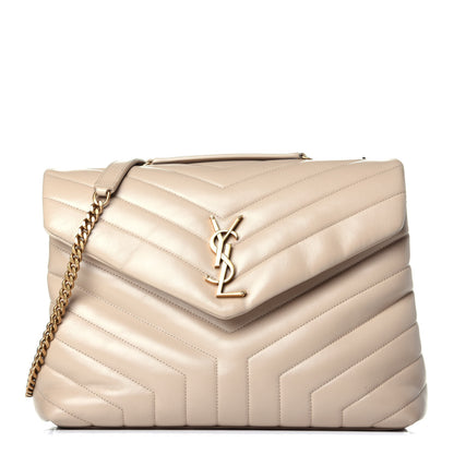 Saint Laurent Calfskin Y Quilted Monogram Medium Loulou Chain Satchel Nude Powder 1 of 9