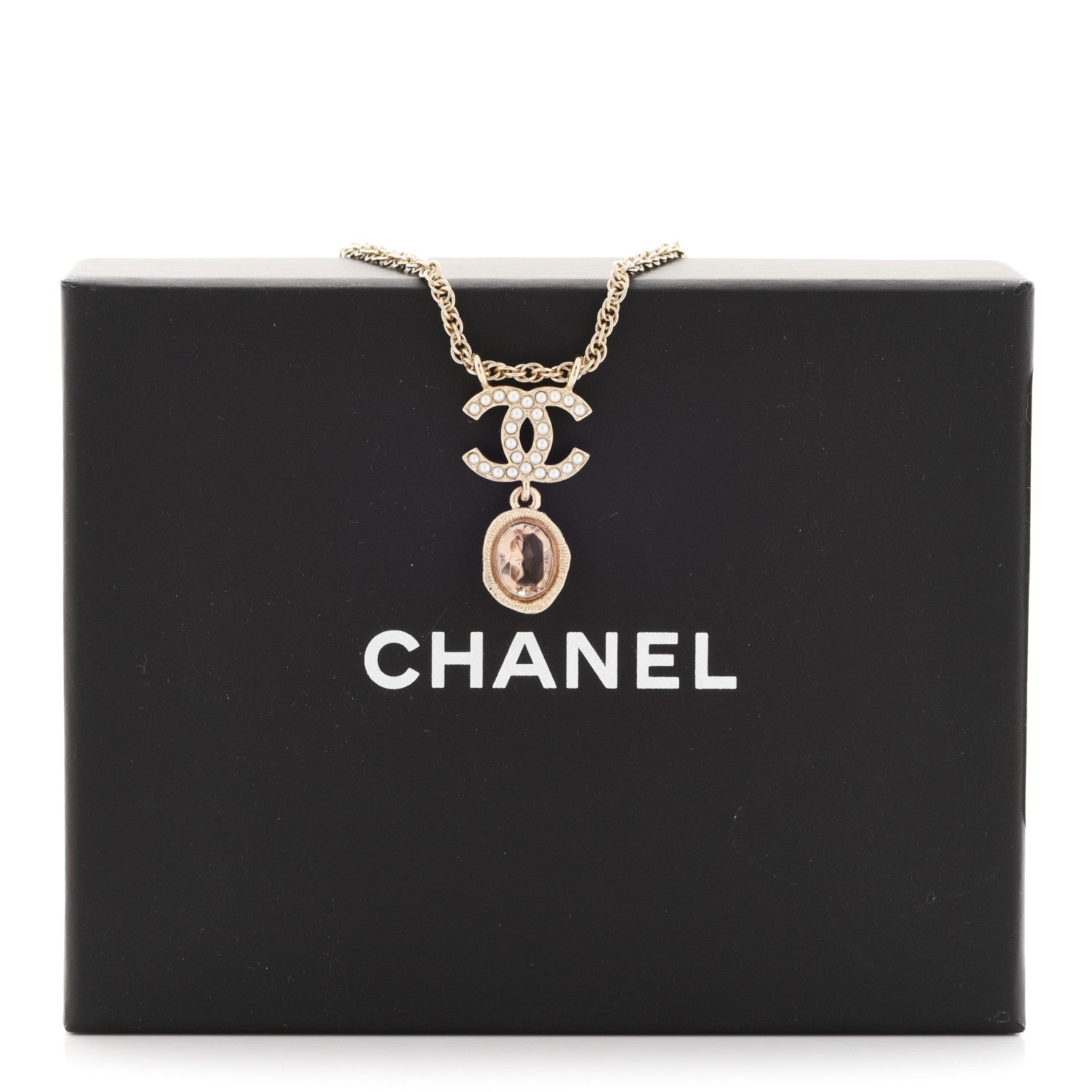 Chanel Crystal Pearl CC Necklace Pearly White Gold 6 of 6