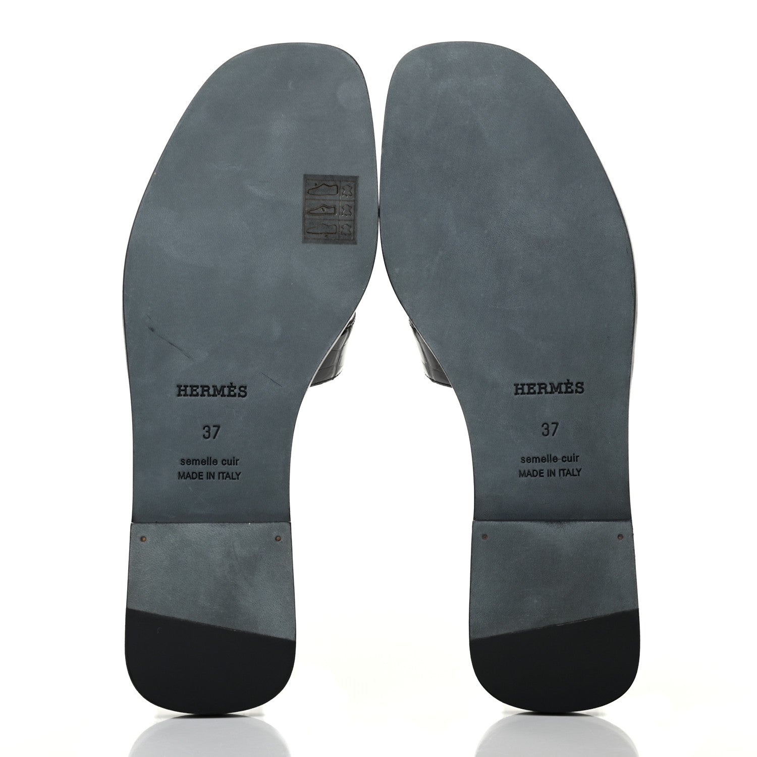 Hermes Shiny Alligator Oran Sandals 37 Black 5 of 8