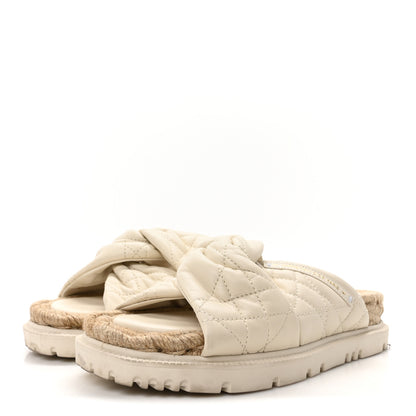 Christian Dior Calfskin Cannage Dtwist Espadrille Platform Sandals 36 White 4 of 9