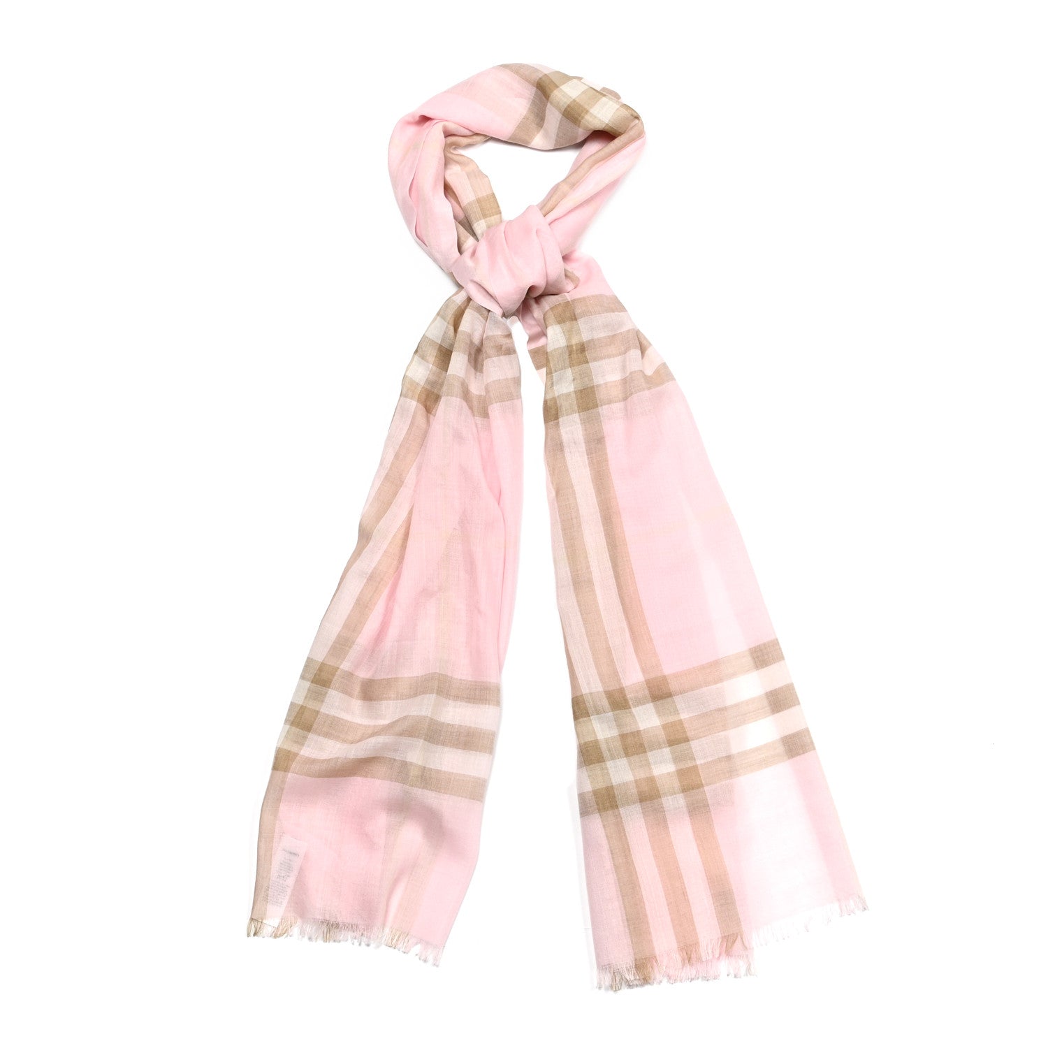 Burberry Wool Silk Gauze Giant Check Scarf Alabaster Pink 1 of 5