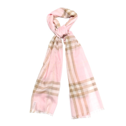 Burberry Wool Silk Gauze Giant Check Scarf Alabaster Pink 1 of 5
