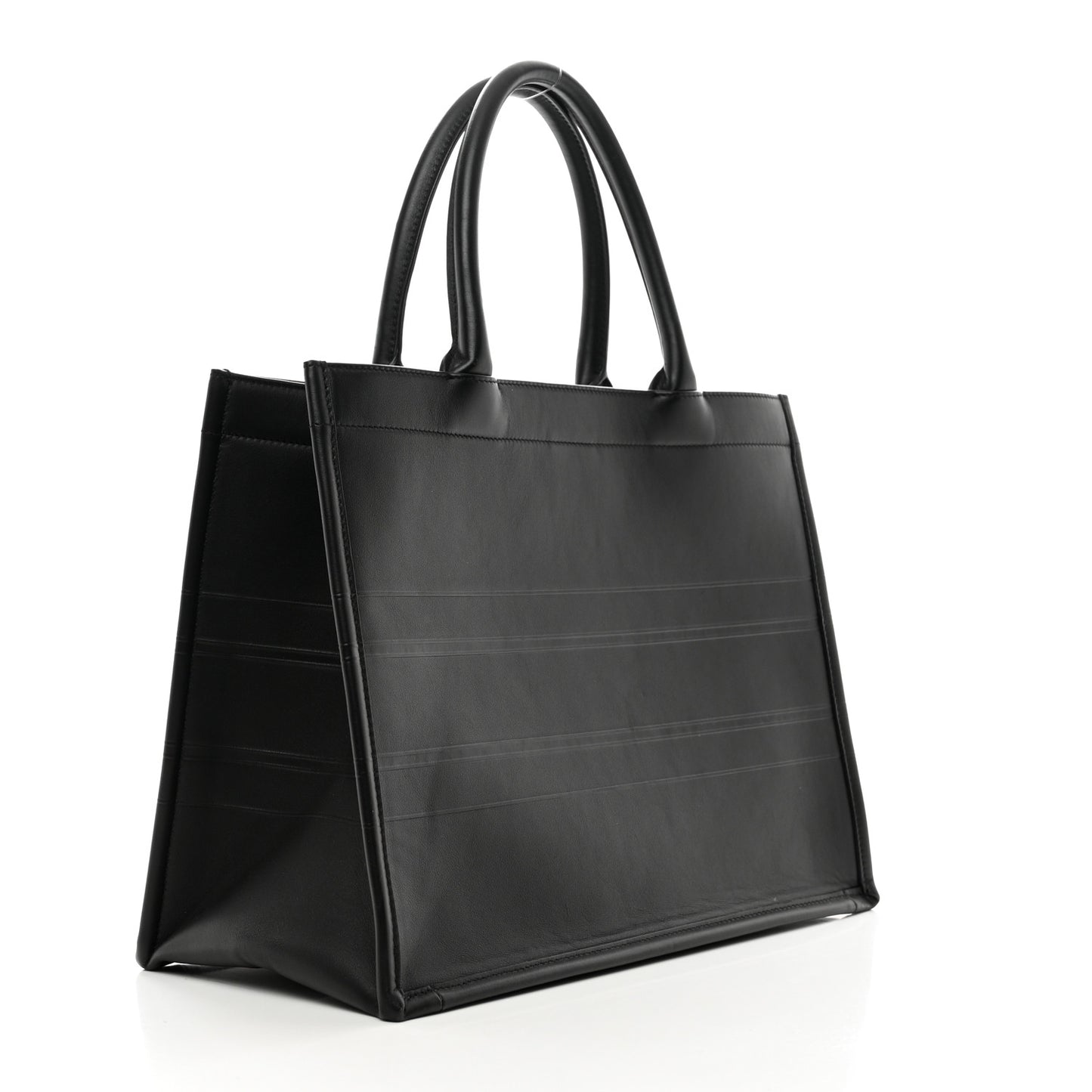 Calfskin Embossed Medium Book Tote Black