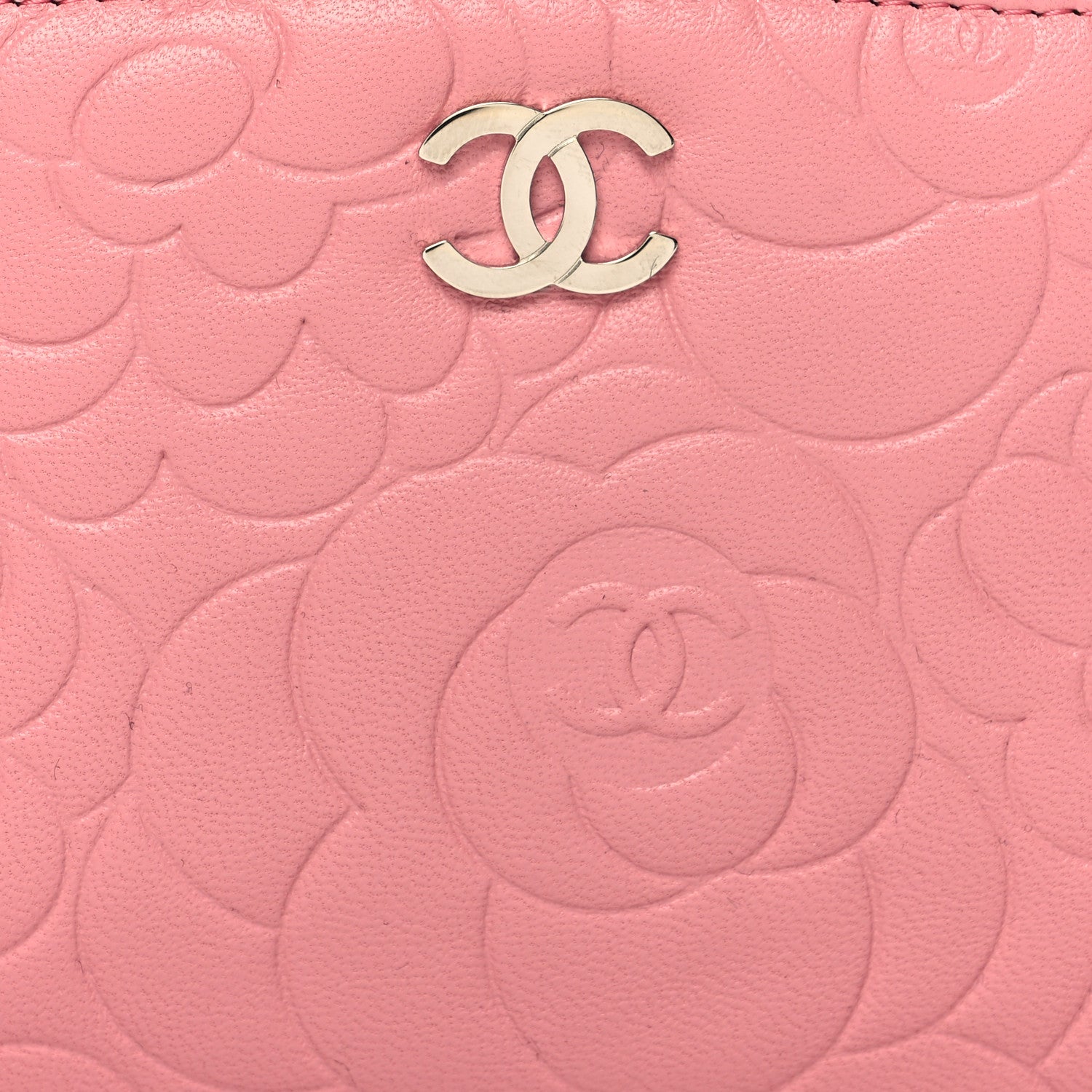 Chanel Lambskin Camellia Embossed Cosmetic Case Pink 7 of 11