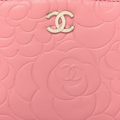 Chanel Lambskin Camellia Embossed Cosmetic Case Pink 7 of 11
