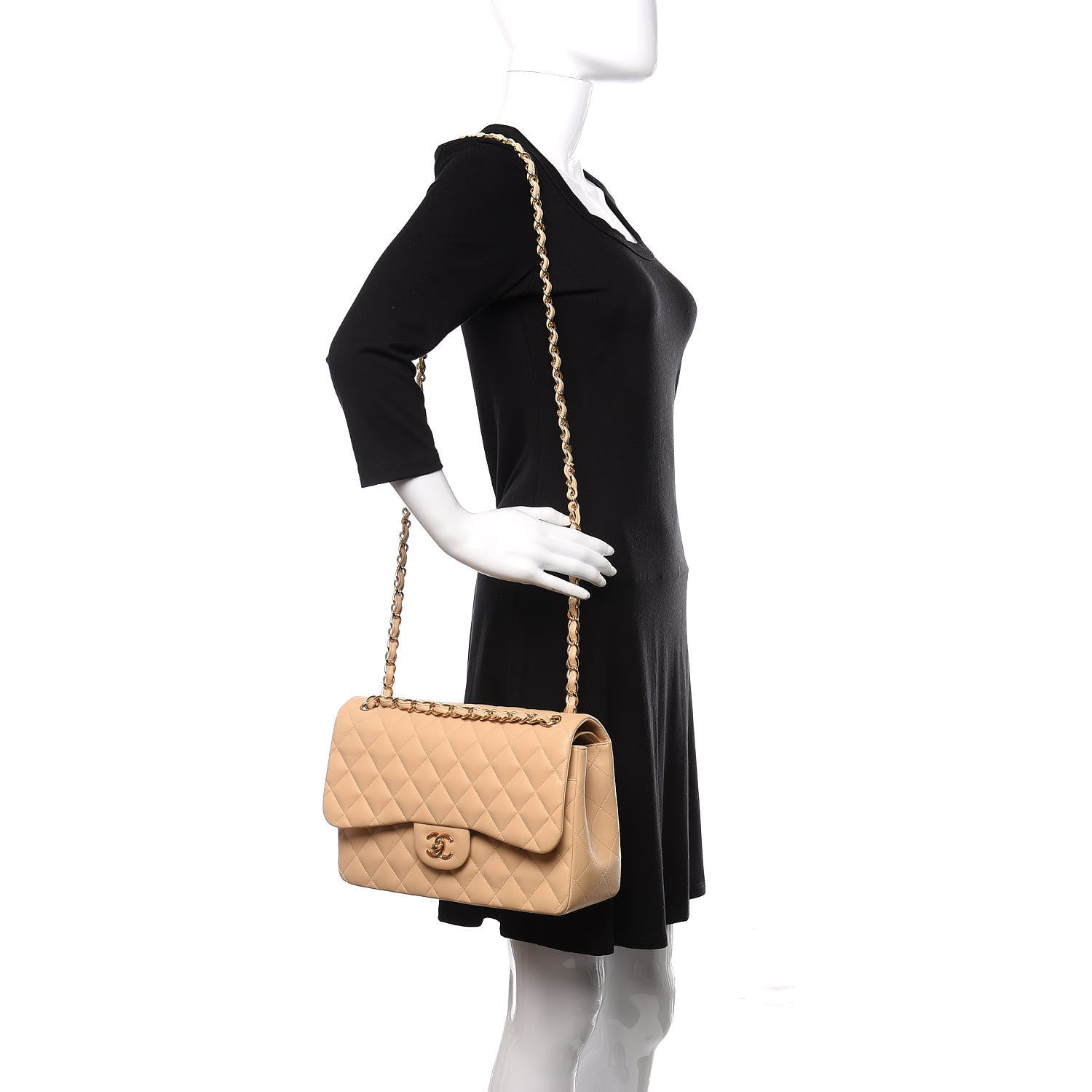 Chanel Lambskin Quilted Jumbo Double Flap Beige Clair 2 of 13