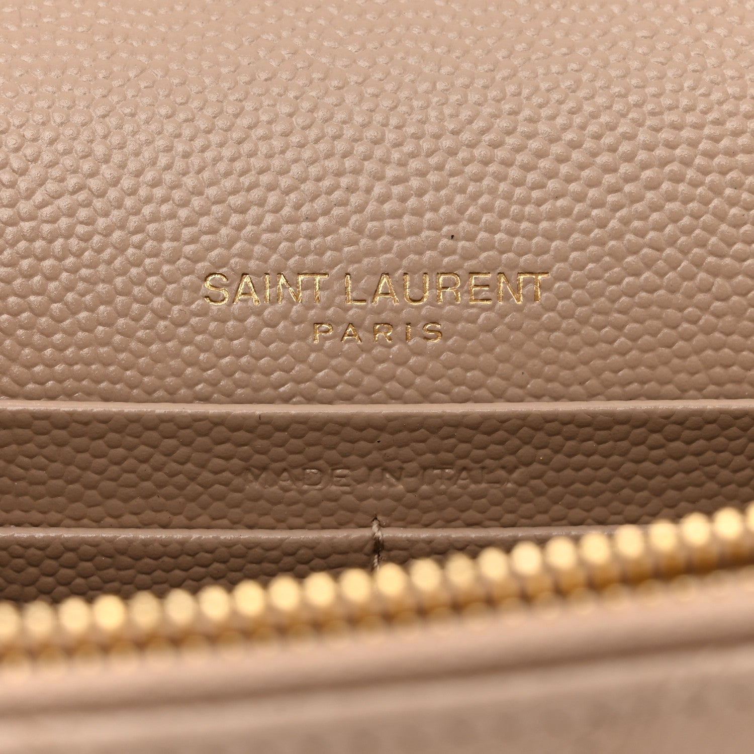 Saint Laurent Grain De Poudre Matelasse Chevron Monogram Envelope Chain Wallet Dark Beige 6 of 12