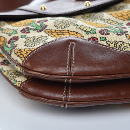 Gucci Canvas Pigna Print Peggy Bamboo Top Handle Bag Brown 8 of 13
