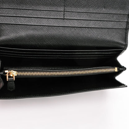 Prada Saffiano Metal Continental Flap Wallet Nero Black 5 of 7