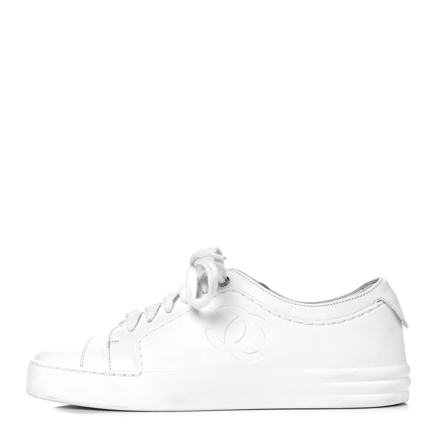 Calfskin Gum Womens CC Sneakers 35 White
