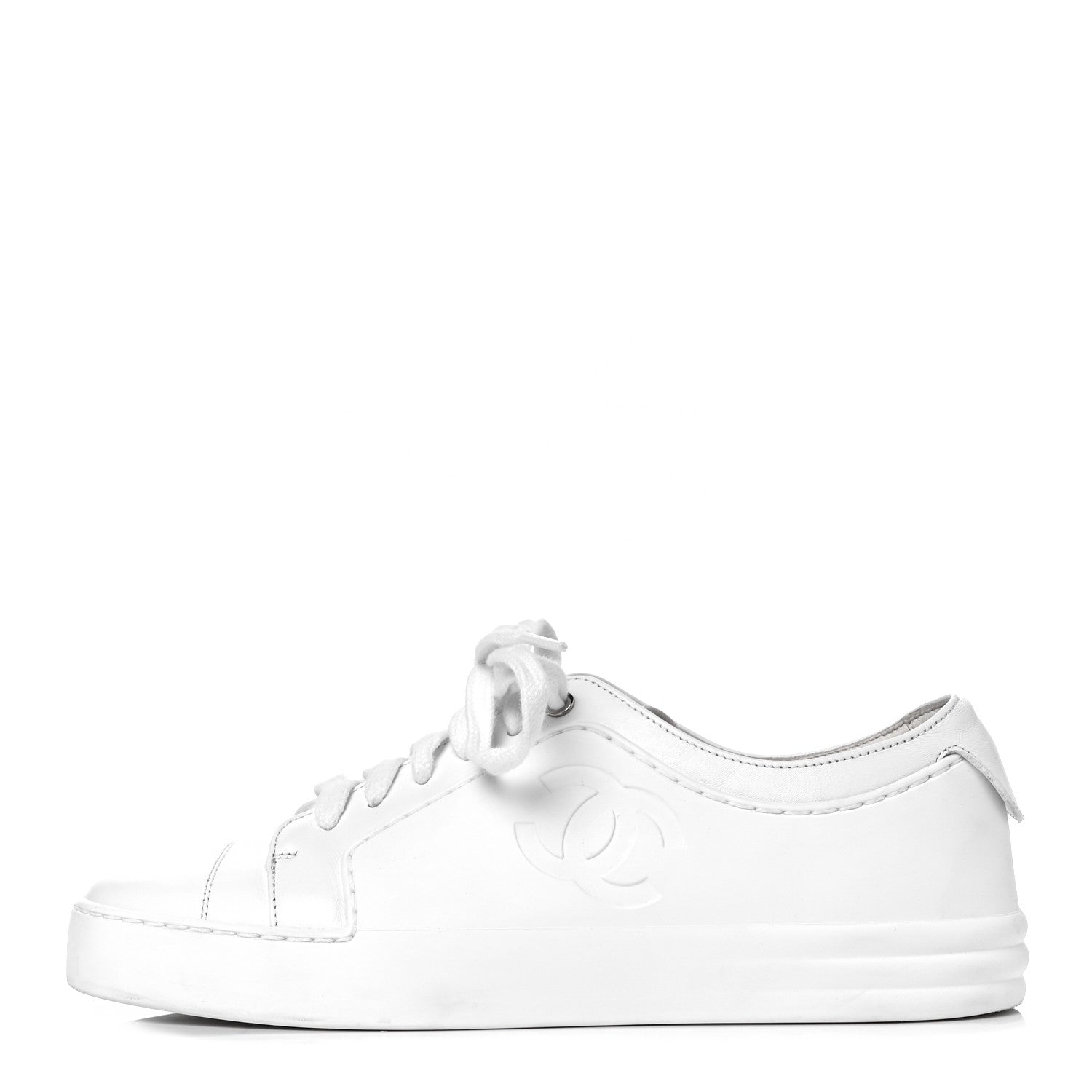 Chanel Calfskin Gum Womens CC Sneakers 35 White 1 of 9