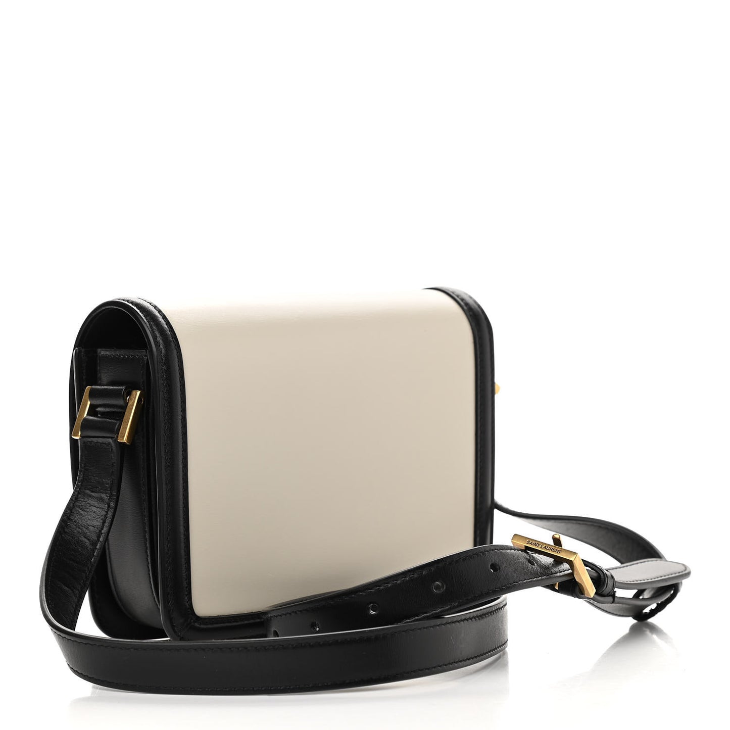 Smooth Calfskin Small Two-tone Solferino Satchel Ivory Natural Black