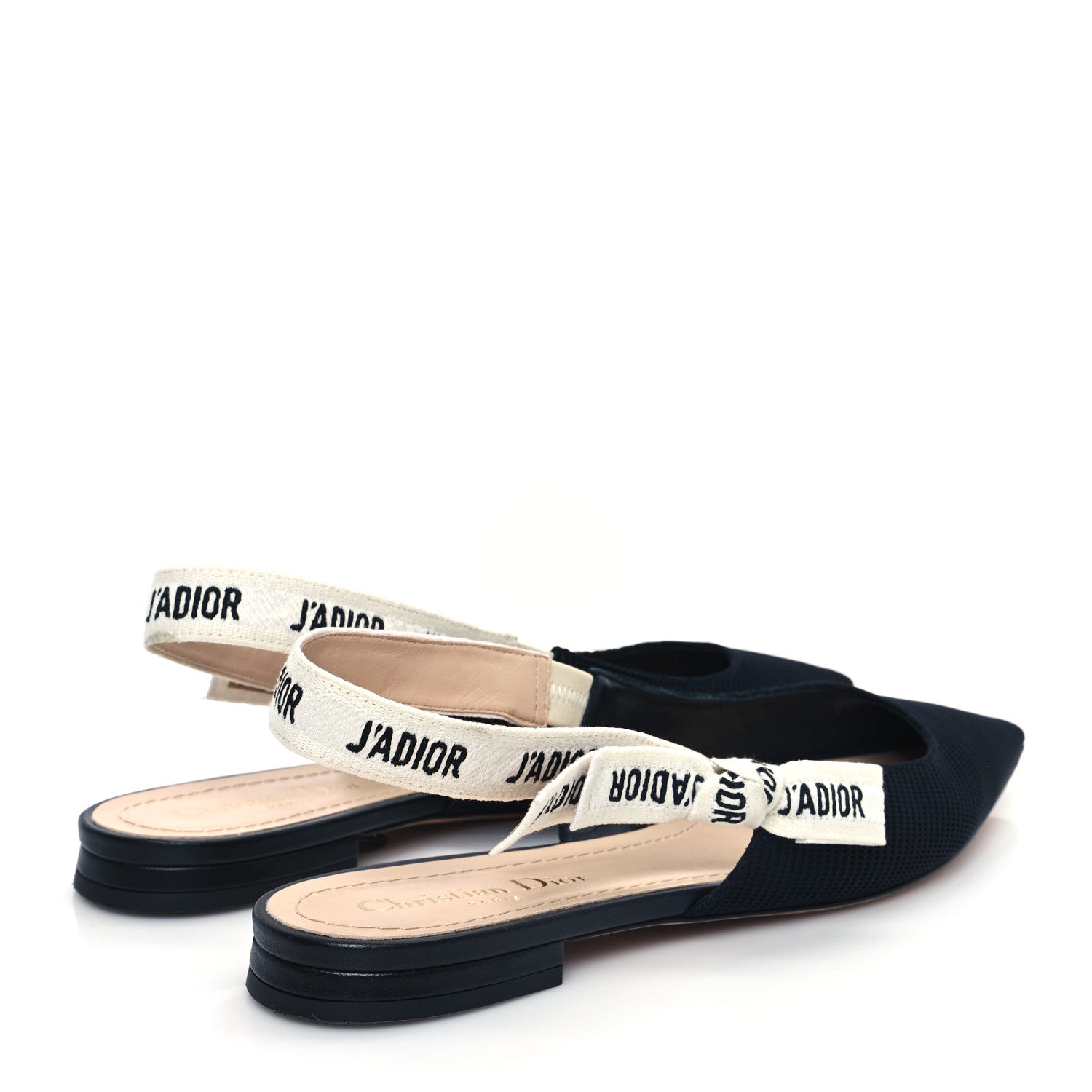Christian Dior Technical Canvas Ribbon J'Adior Slingback Ballet Flats 40.5 Black 4 of 9